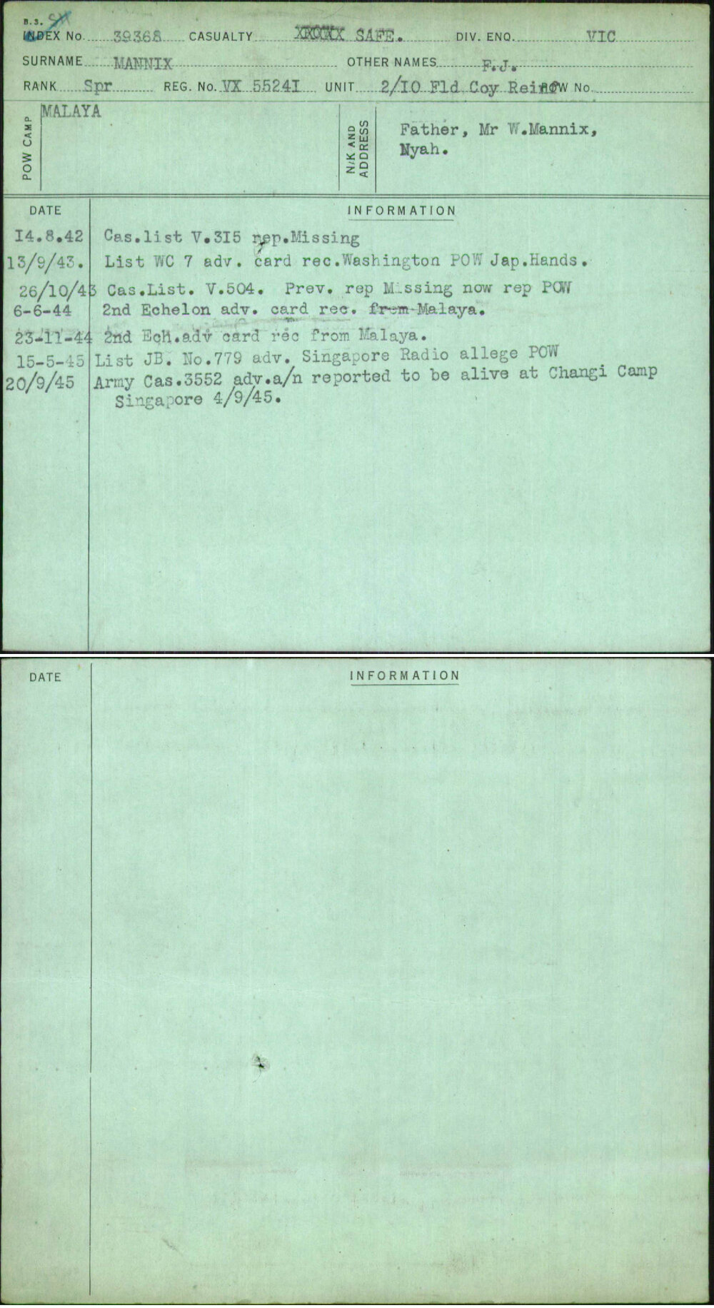 Mannix, F J, VX55241