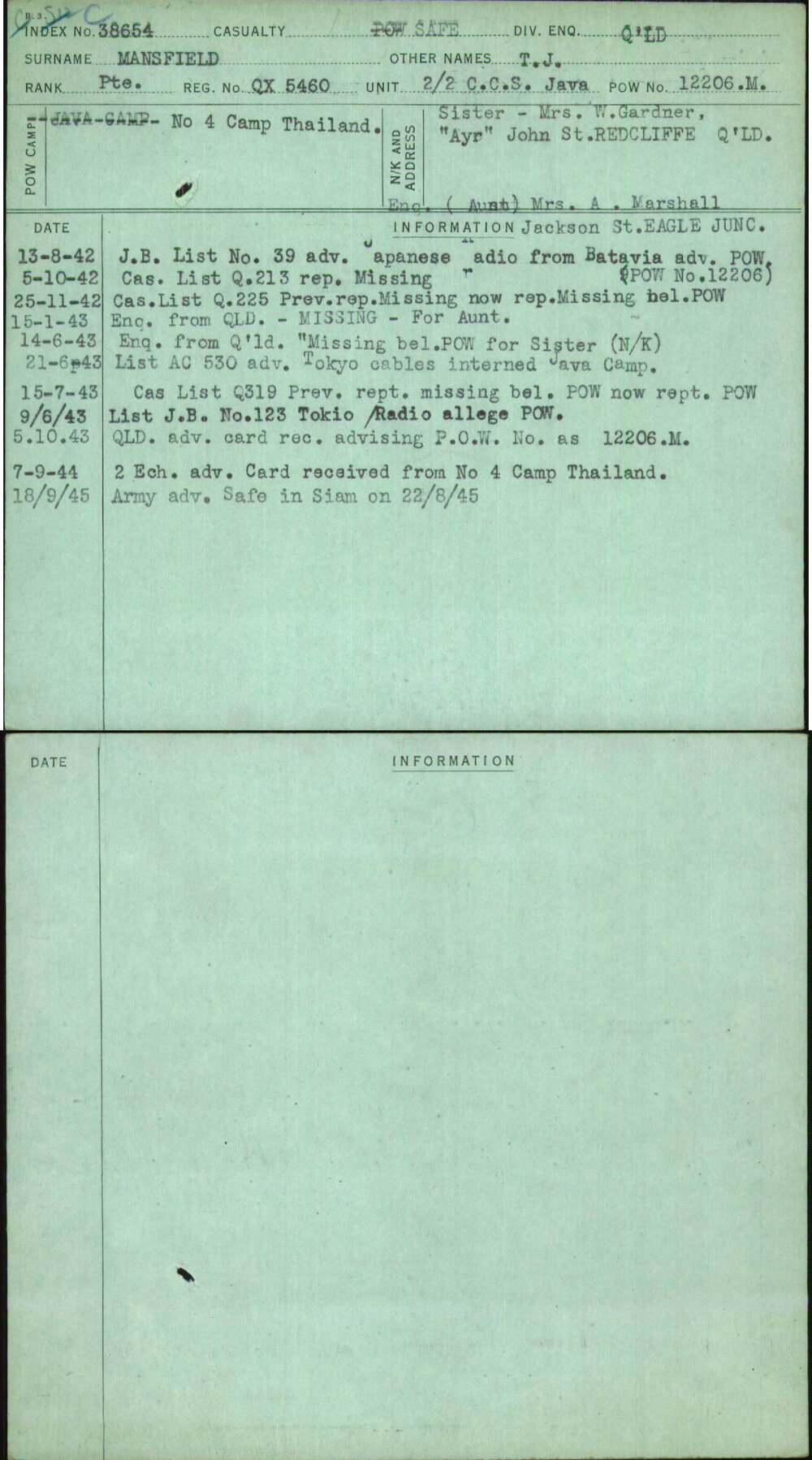 Mansfield, T J, QX5460