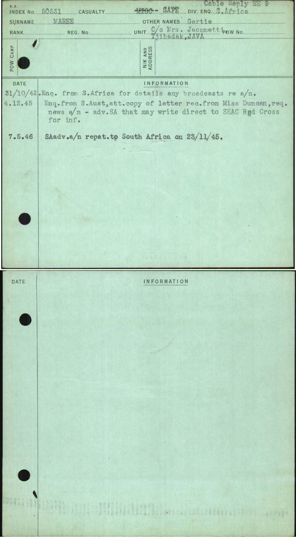 Maree, Gertie, [No Service Number]