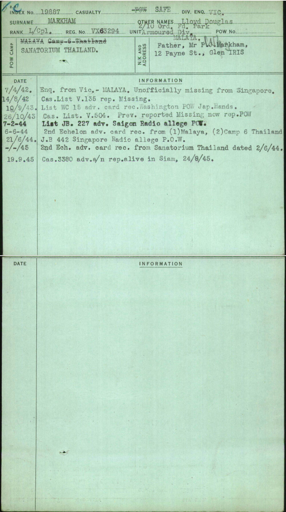 Markham, Lloyd Douglas, VX63294