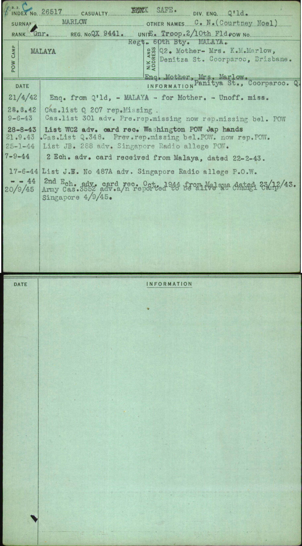 Marlow, C N (Courtney Noel), QX9441