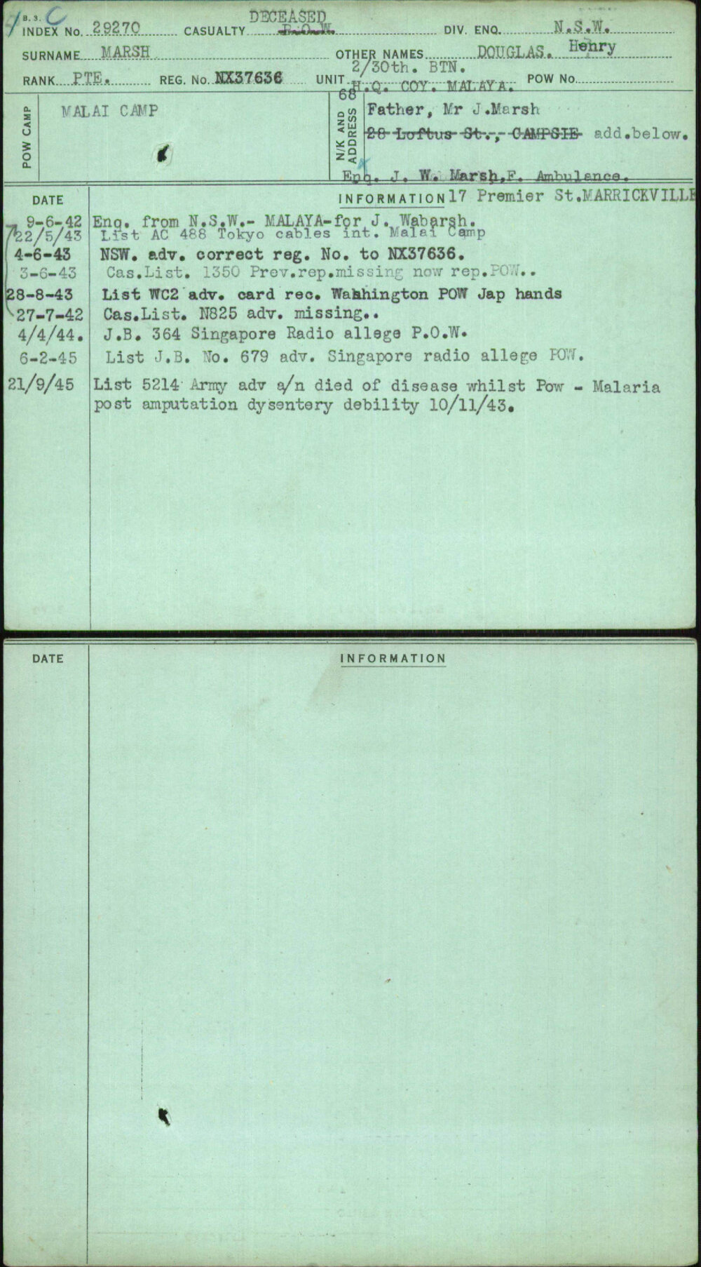 Marsh, Douglas Henry, NX37636