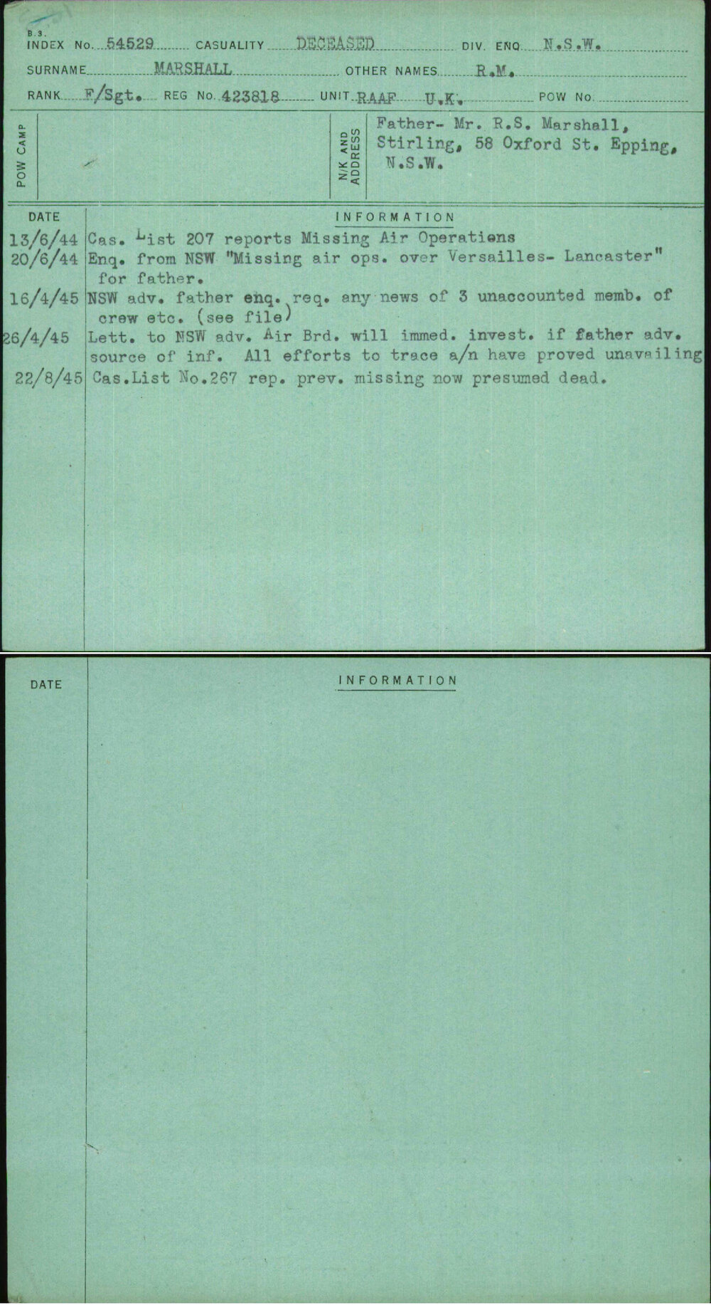 Marshall, R M, 423818