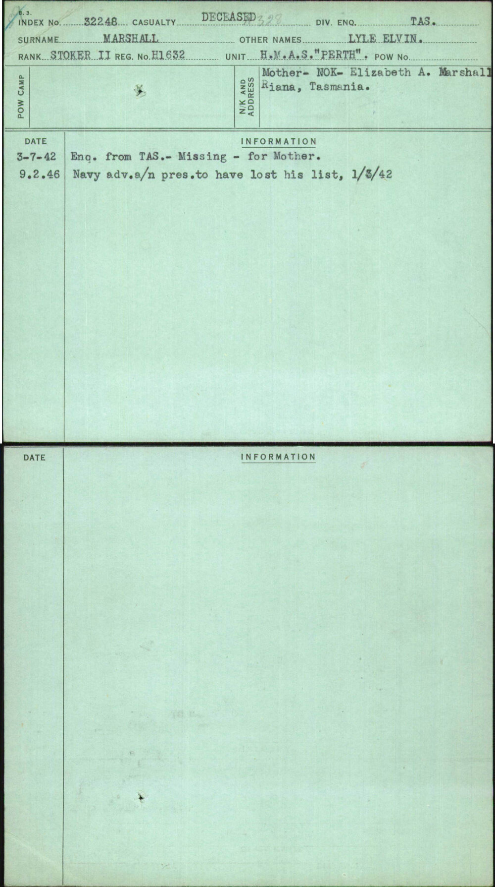 Marshall, Lyle Elvin, H1632