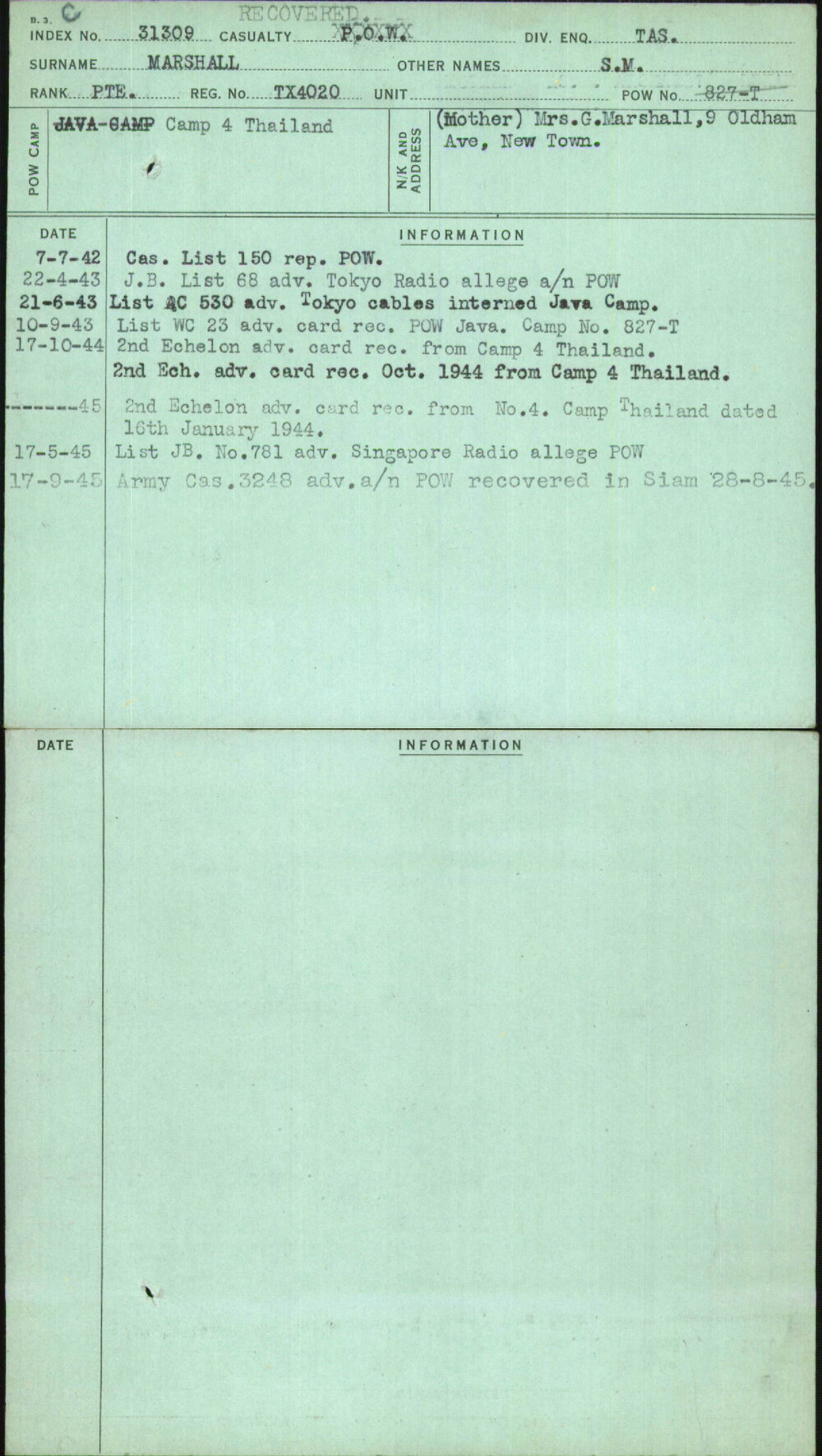 Marshall, S M, TX4020