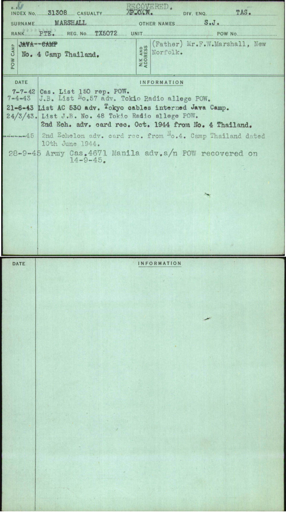 Marshall, S J, TX5072