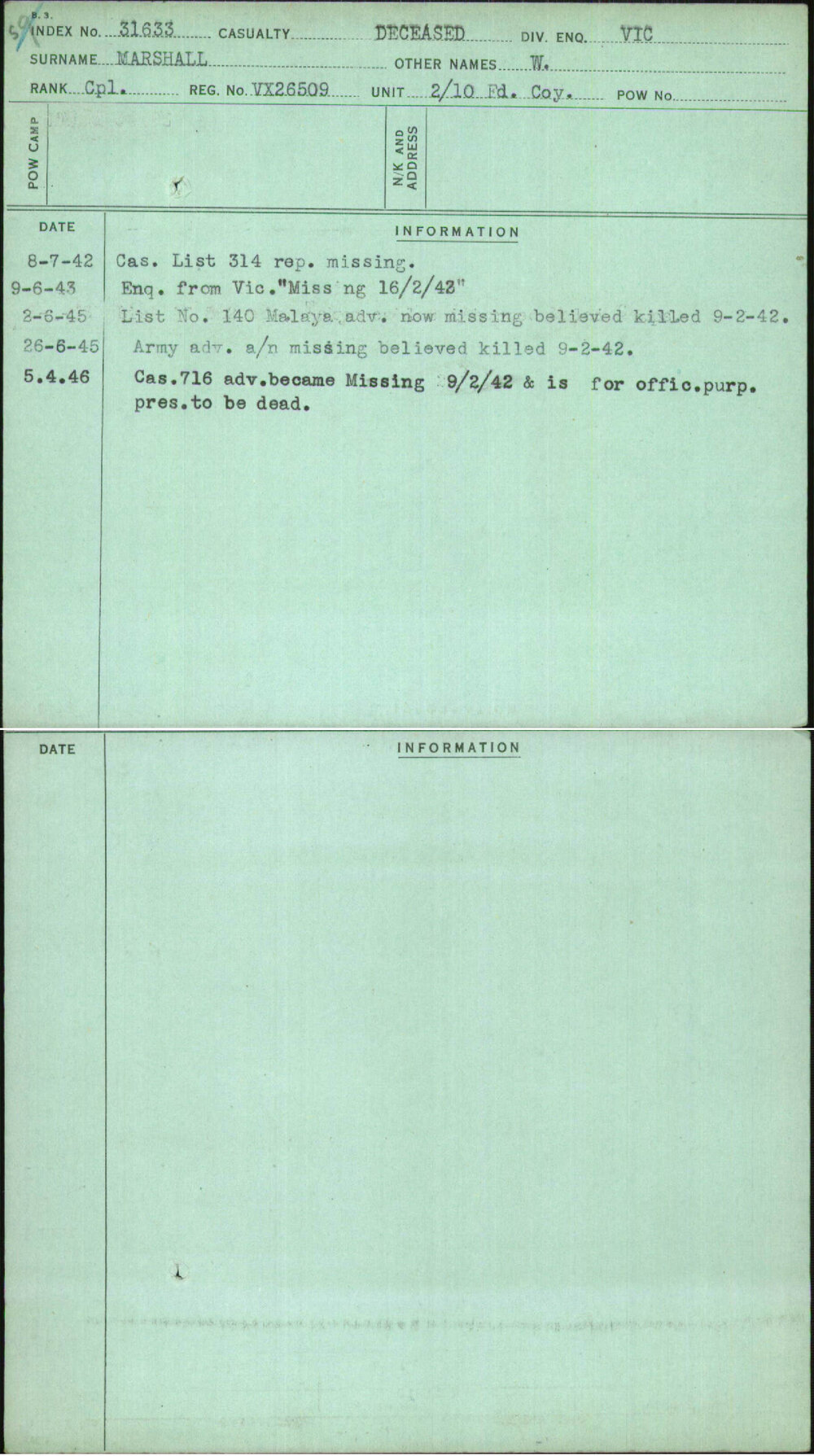 Marshall, W, VX26509