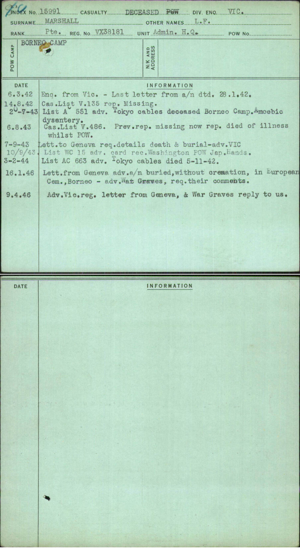 Marshall, L F, VX38181