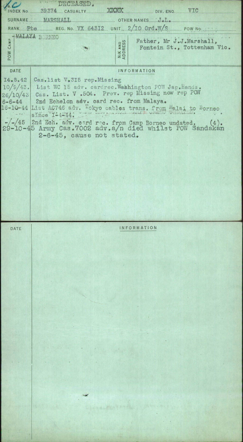 Marshall, J L, VX64312