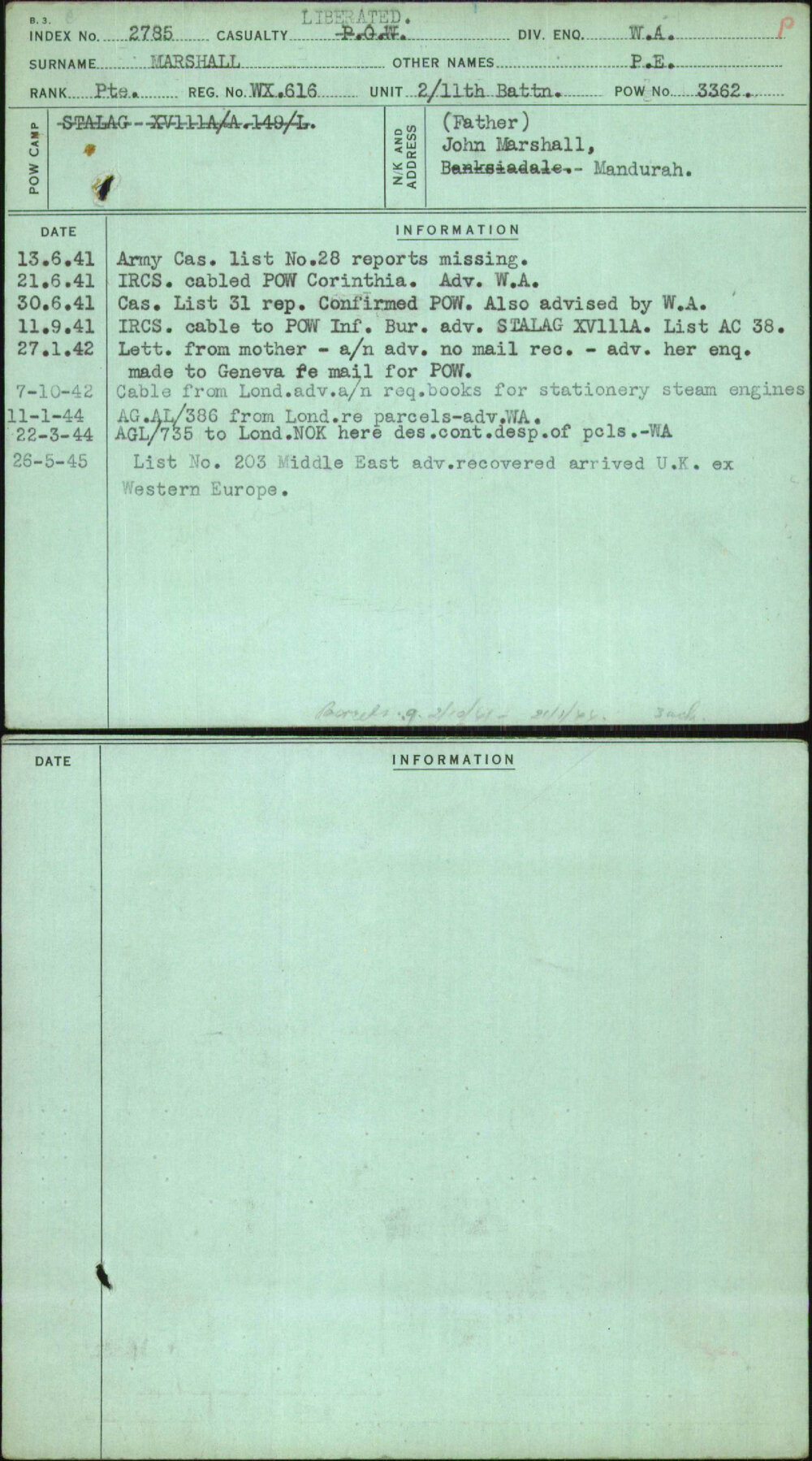 Marshall, P E, WX616