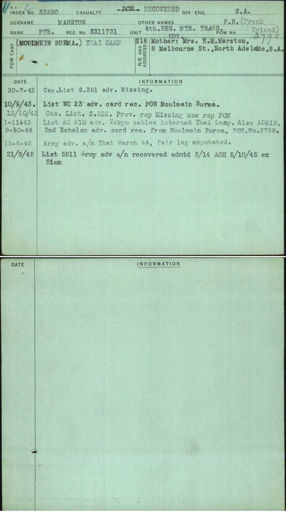 Marston, F R (Frank Ryland), SX11731