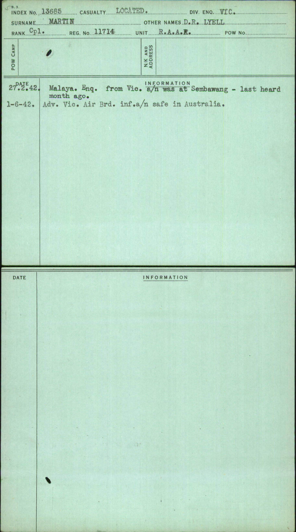 Martin, D R Lyell, 11714