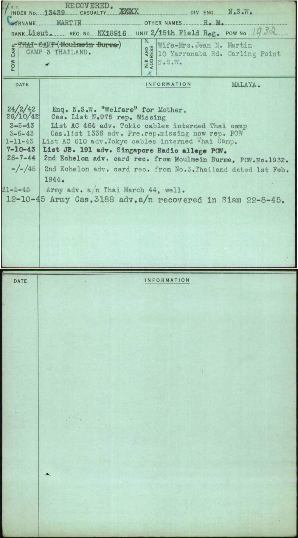 Martin, R M, NX18916