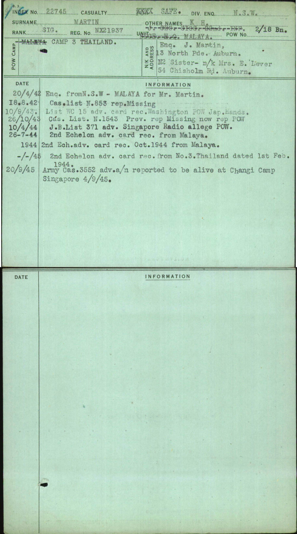 Martin, K H, NX21937