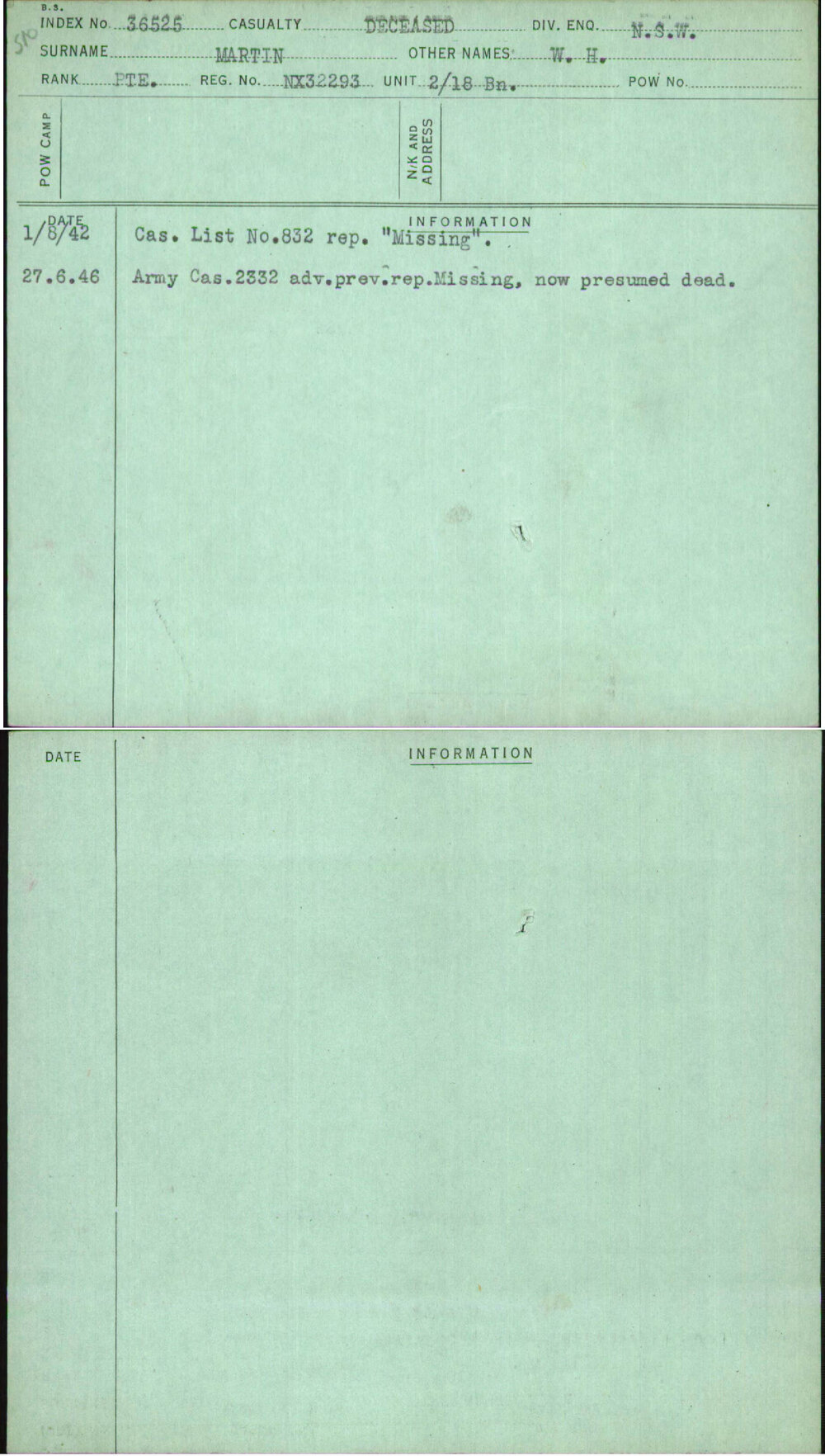 Martin, W H, NX32293