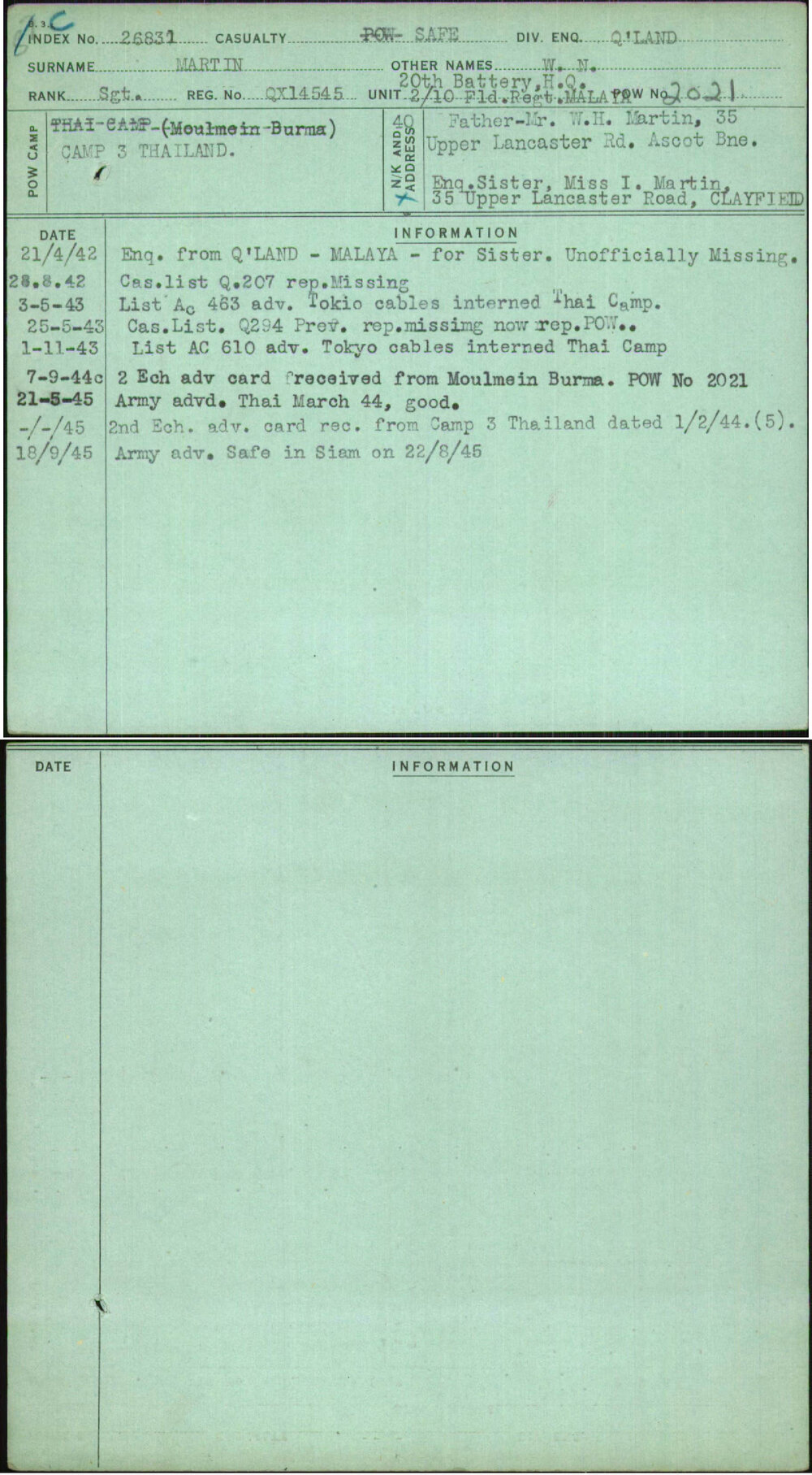 Martin, W N, QX14545