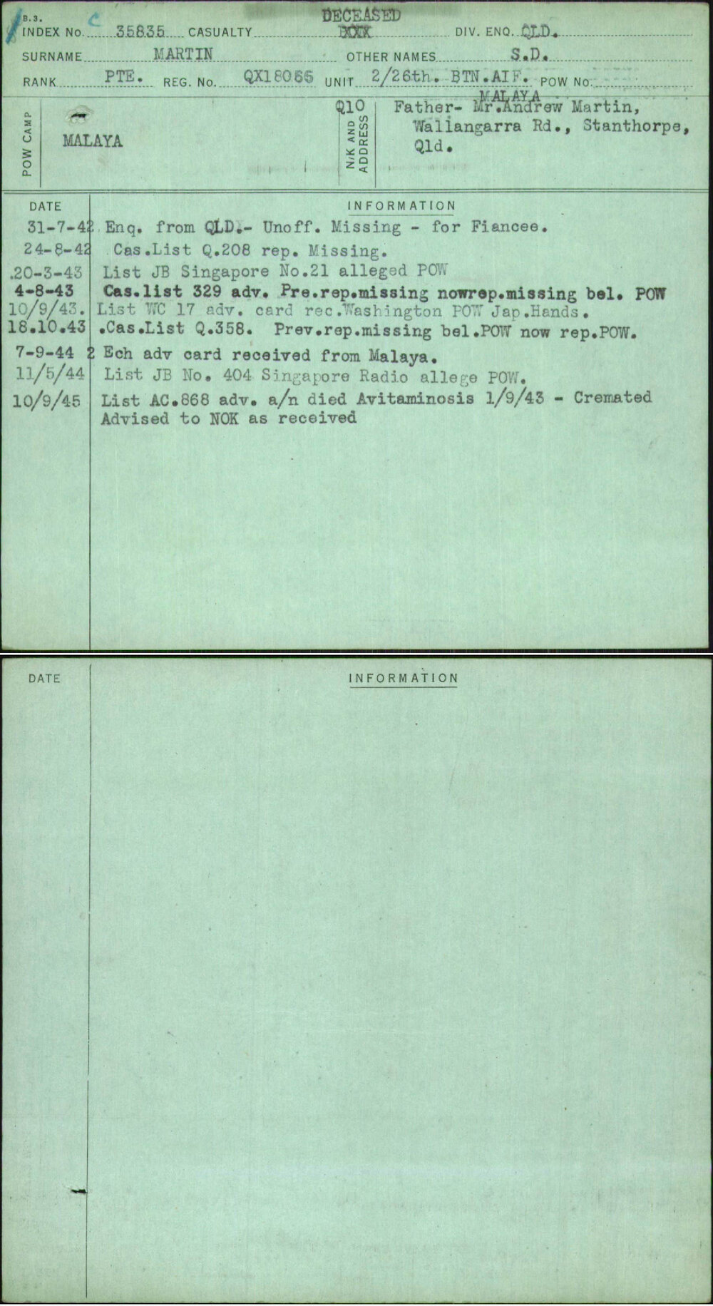 Martin, S D, QX18065