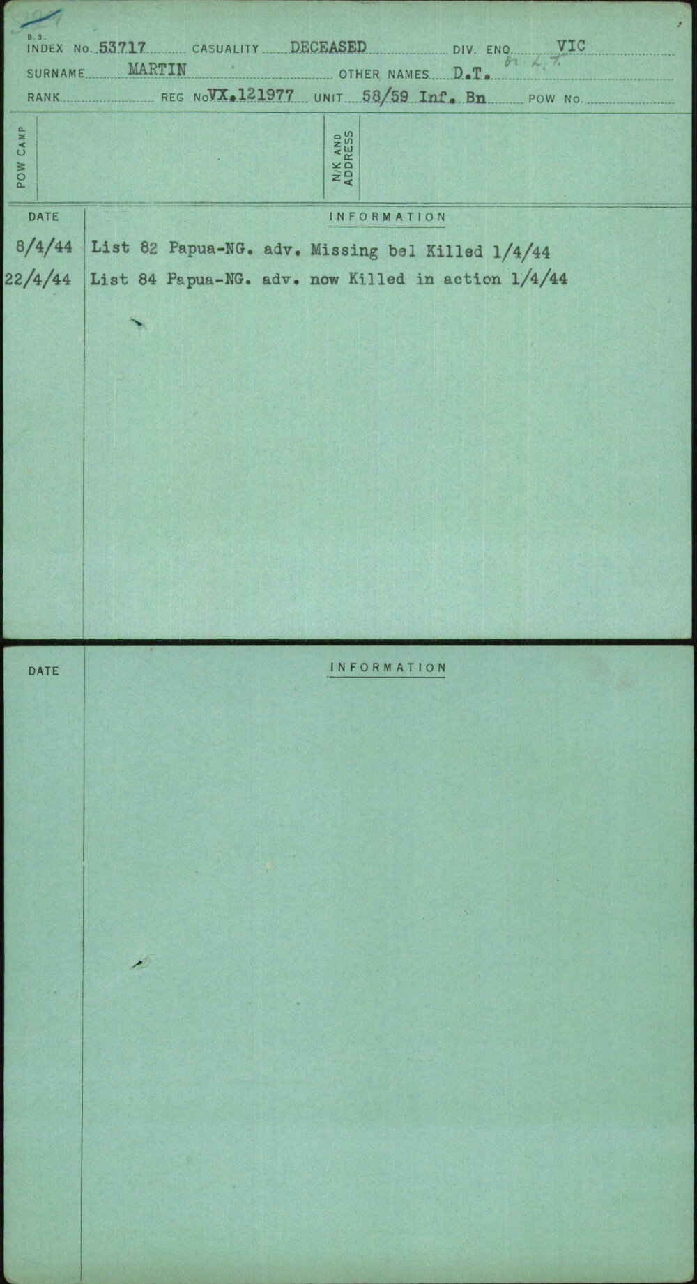 Martin, D T, VX121977