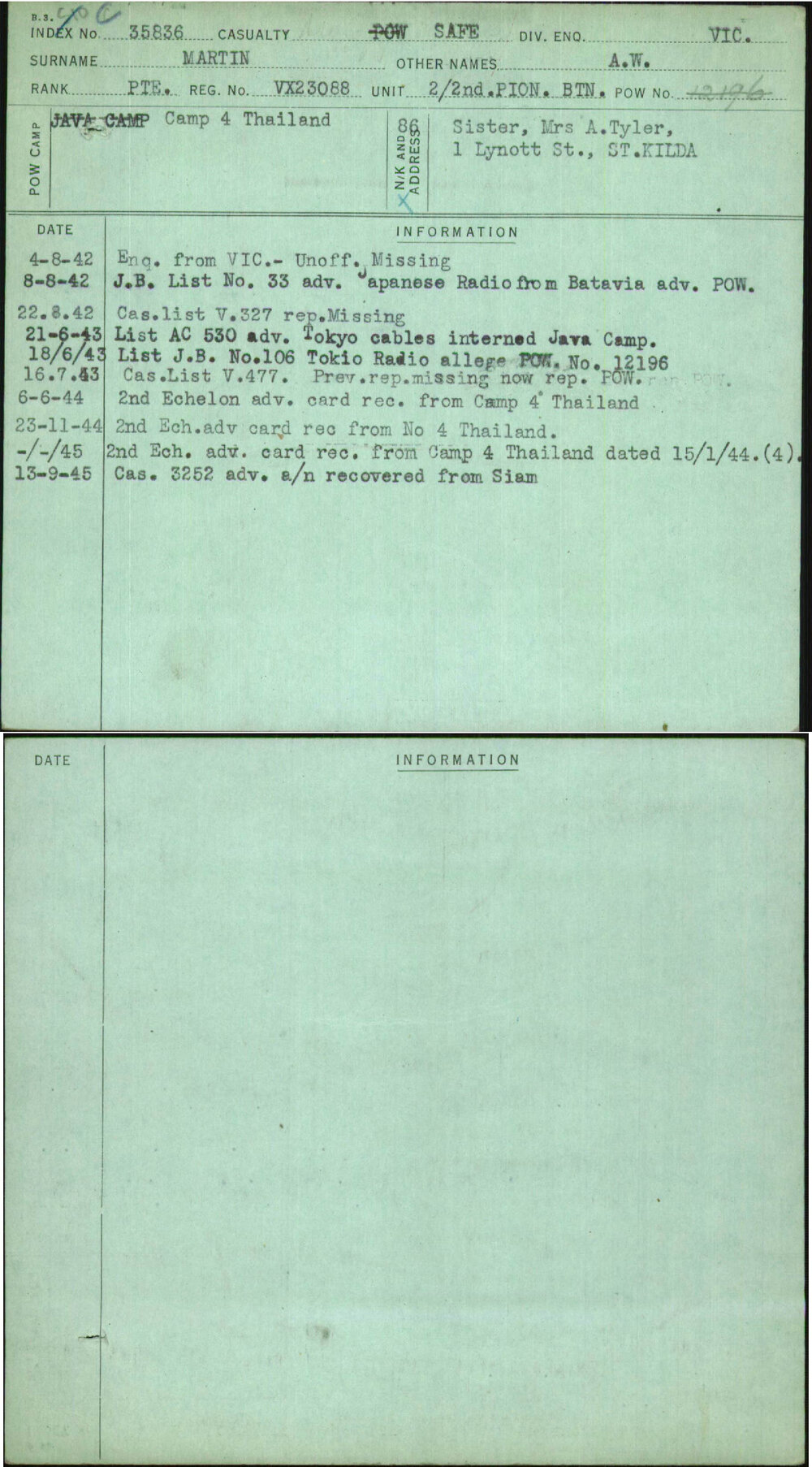 Martin, A W, VX23088