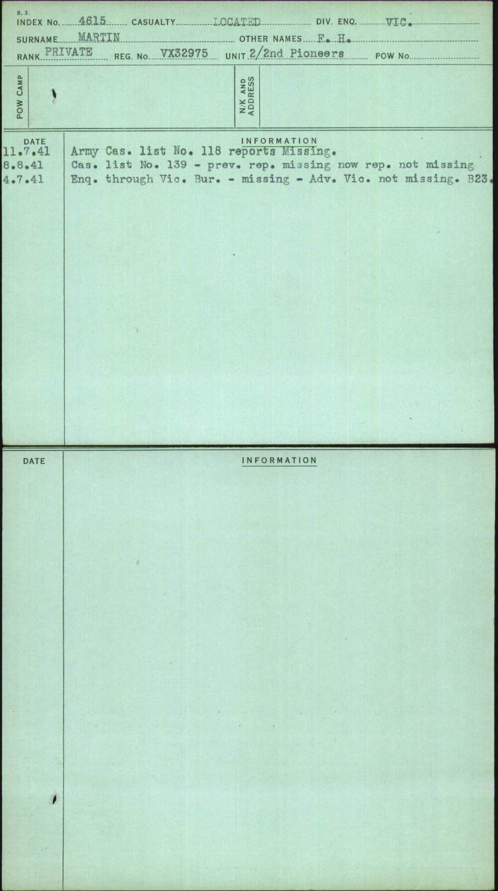 Martin, F H, VX32975