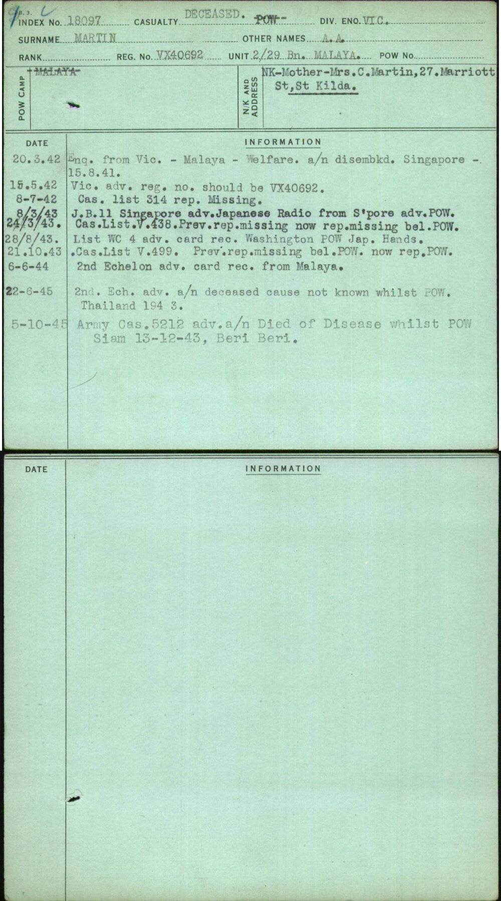 Martin, A A, VX40692