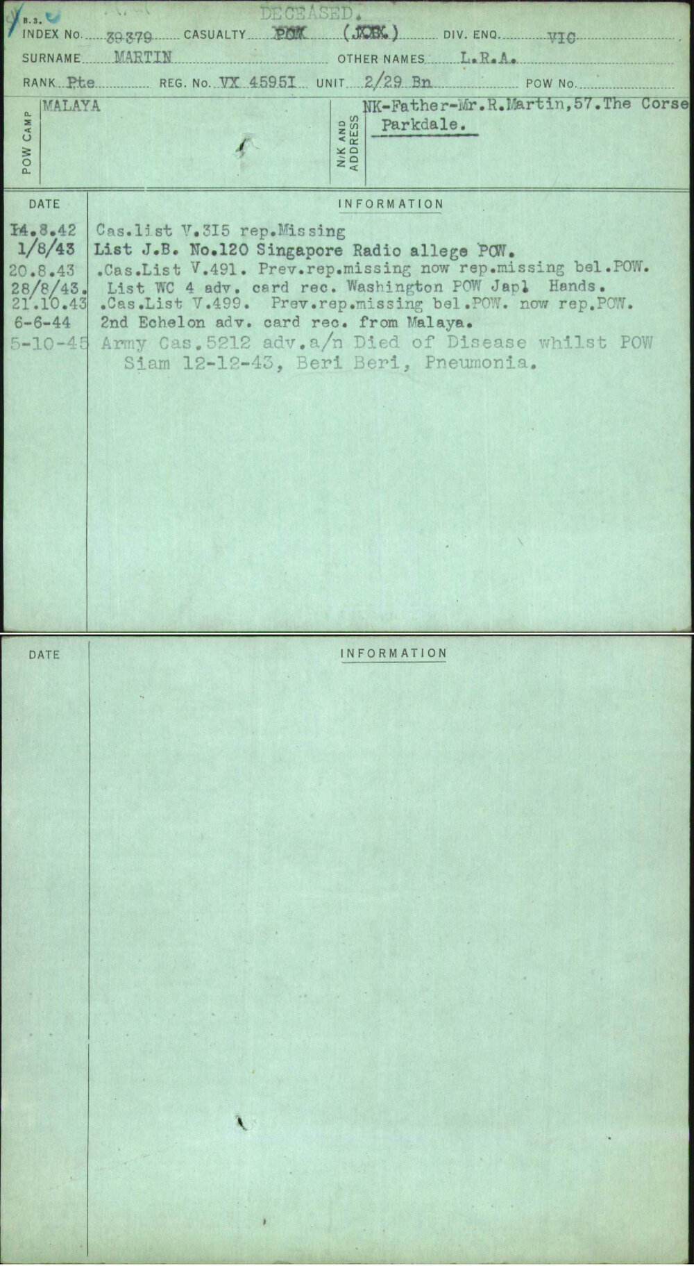 Martin, L R A, VX45951