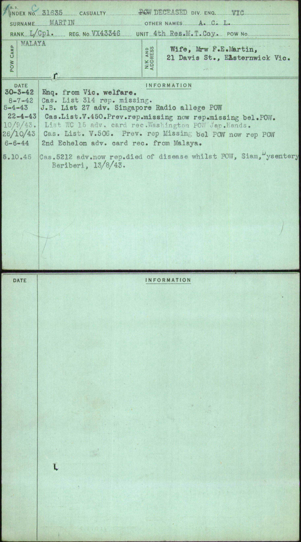 Martin, A C L, VX43346