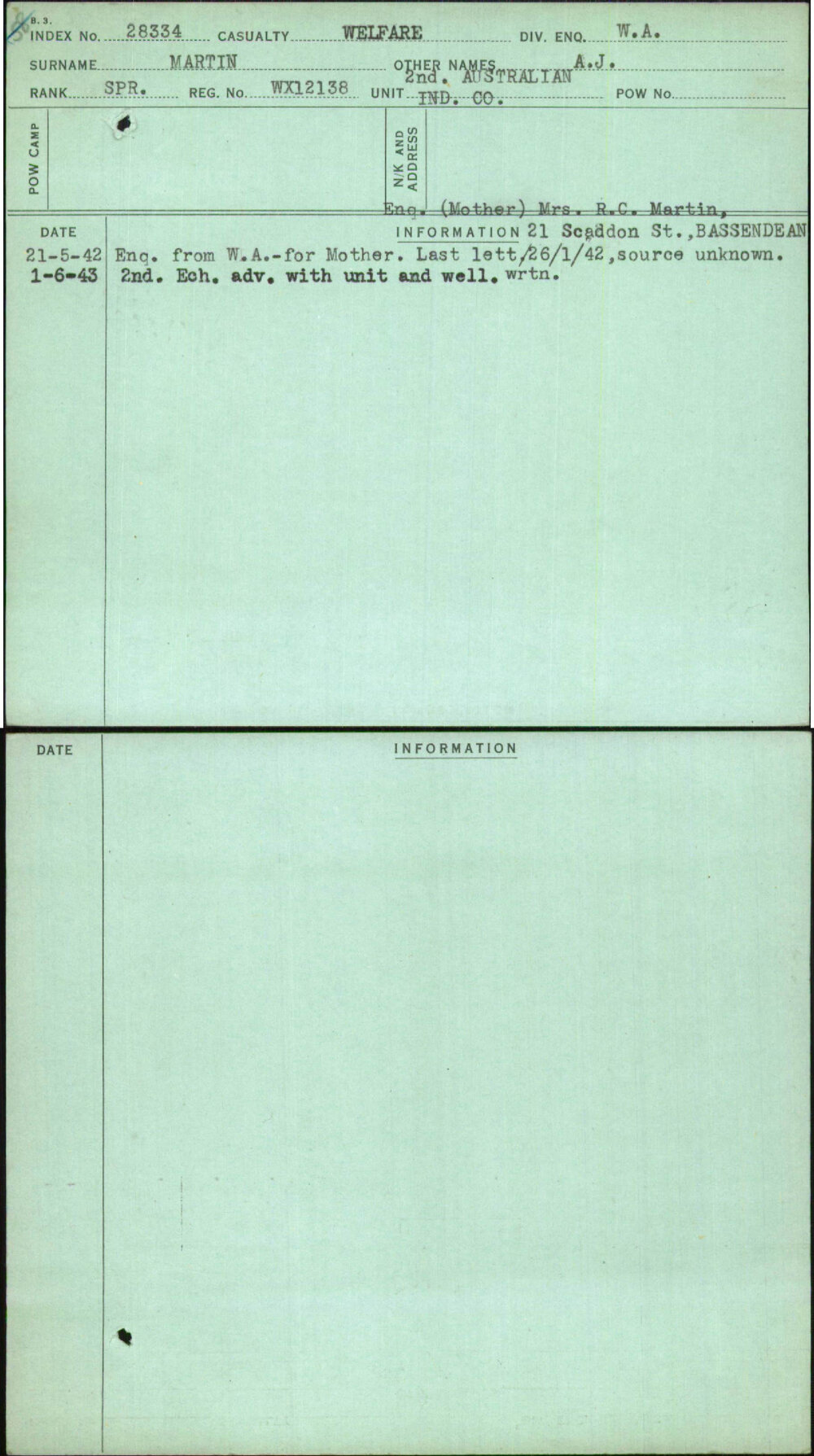 Martin, A J, WX12138