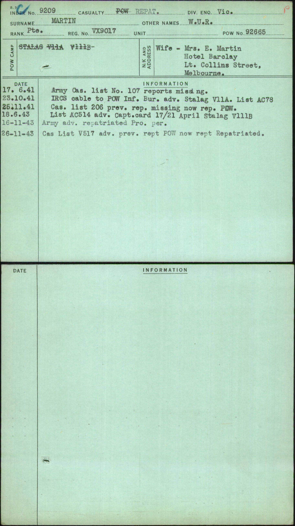 Martin, W U R, VX9017