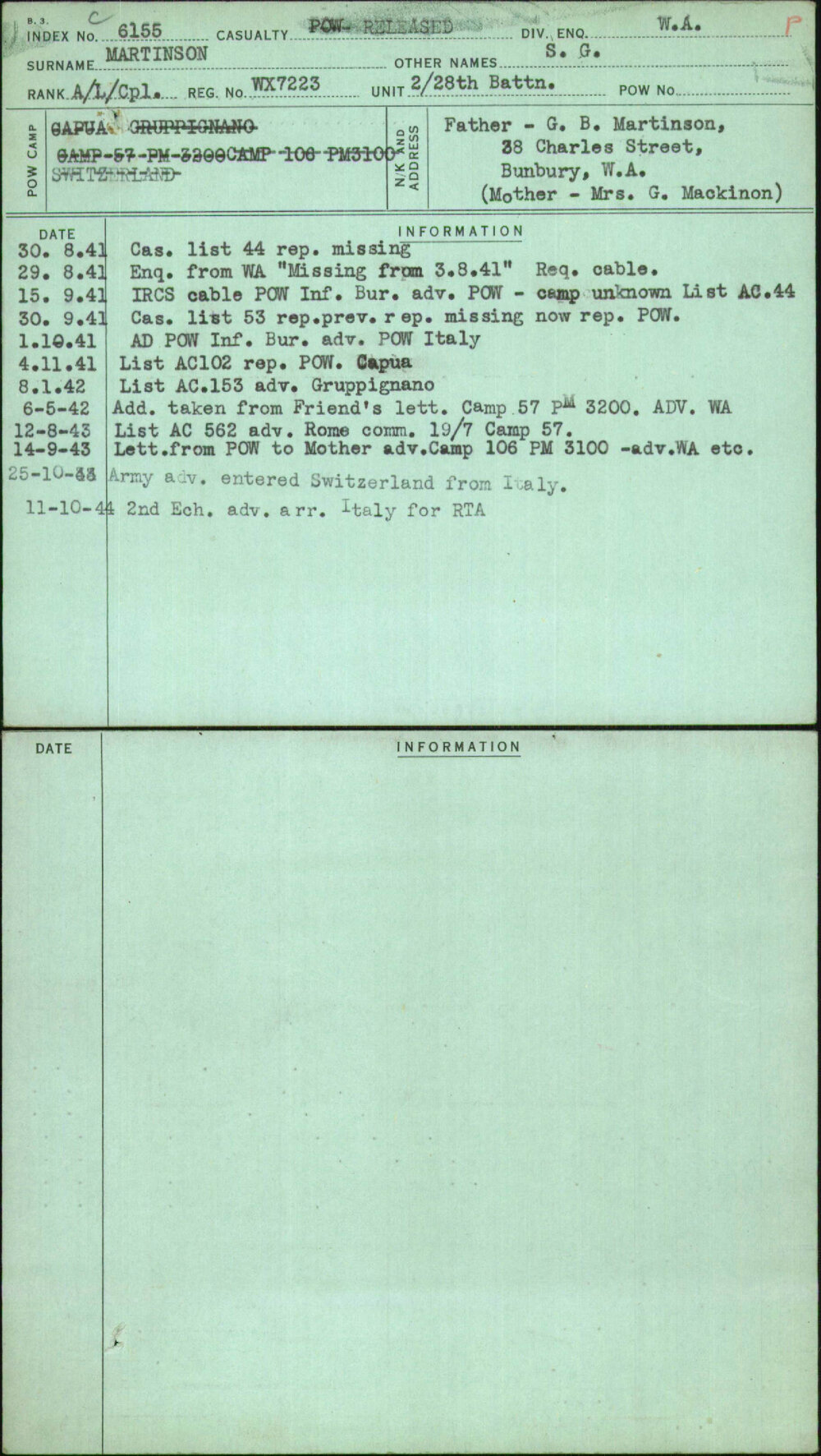 Martinson, S G, WX7223