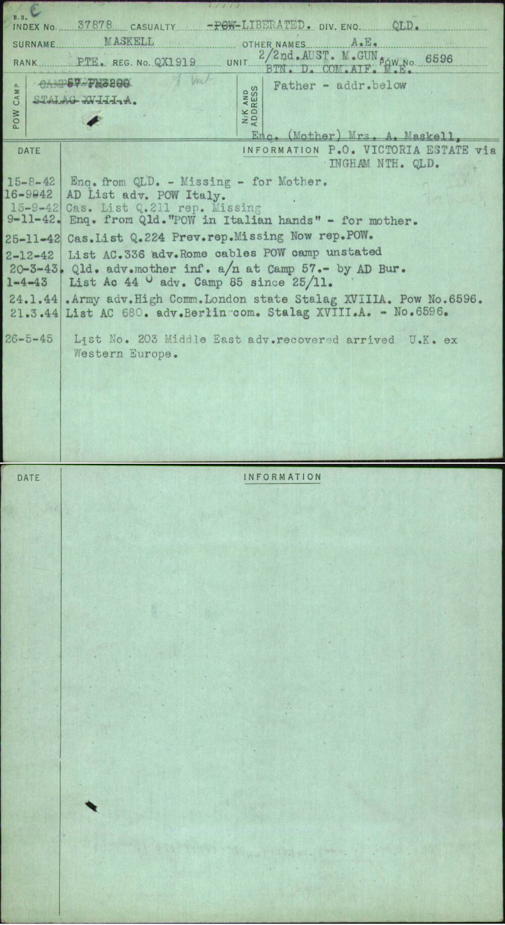 Maskell, A E, QX1919