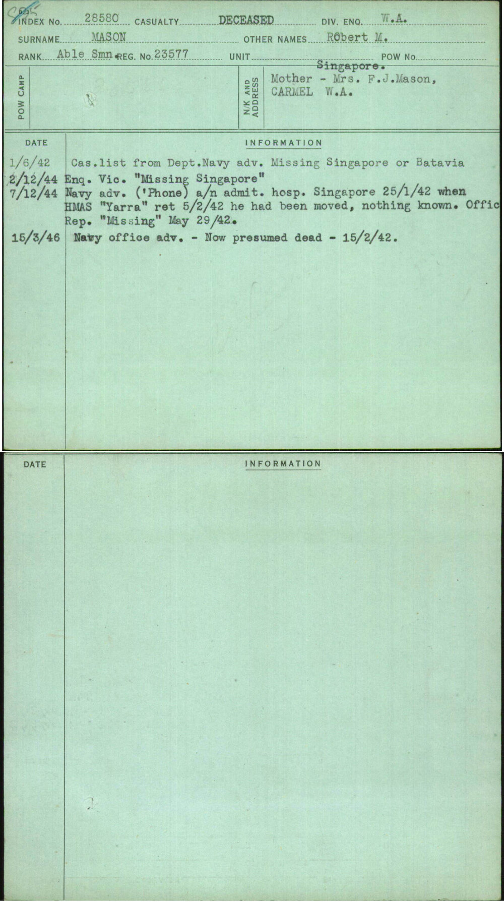 Mason, Robert M, 23577