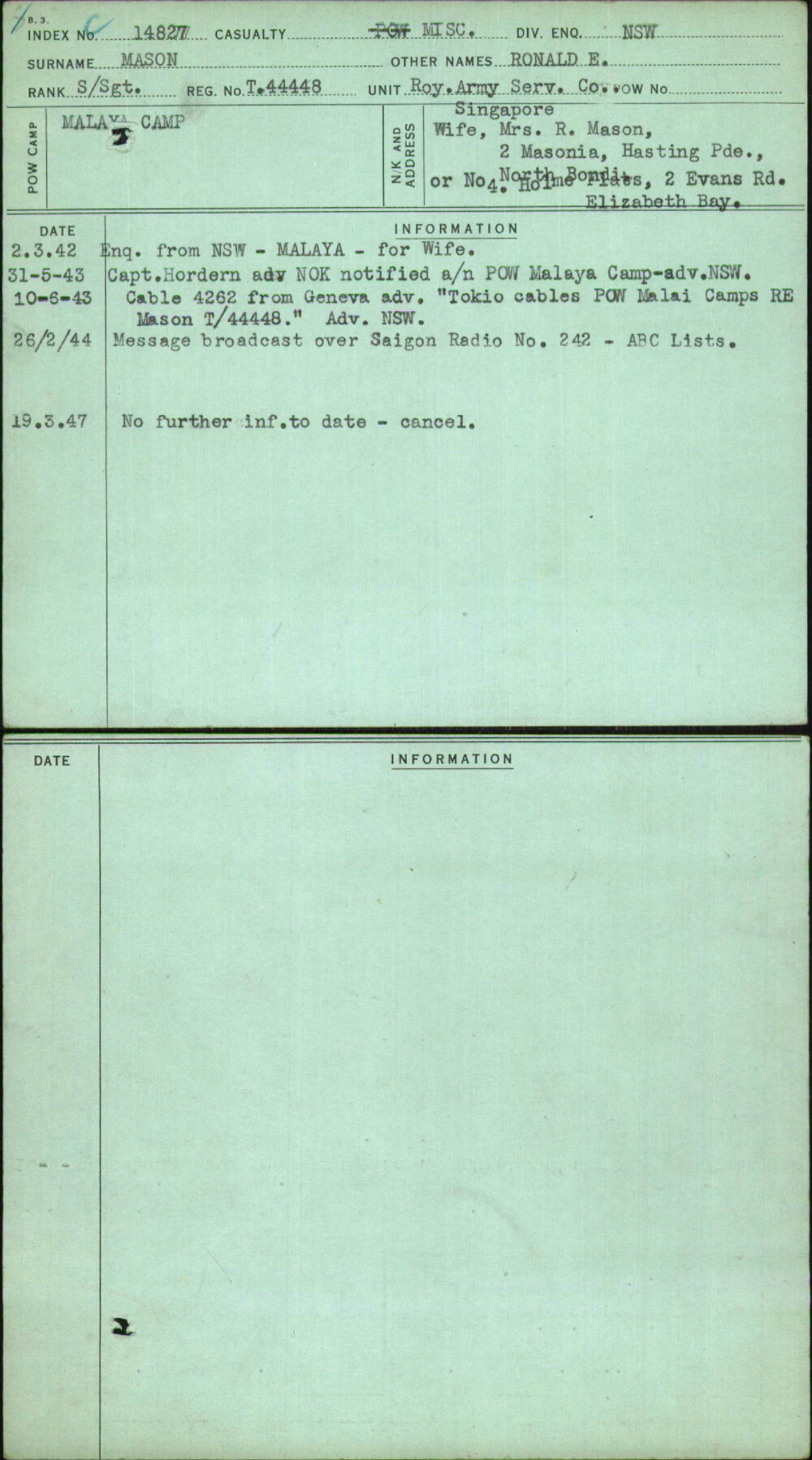 Mason, Ronald E, T44448