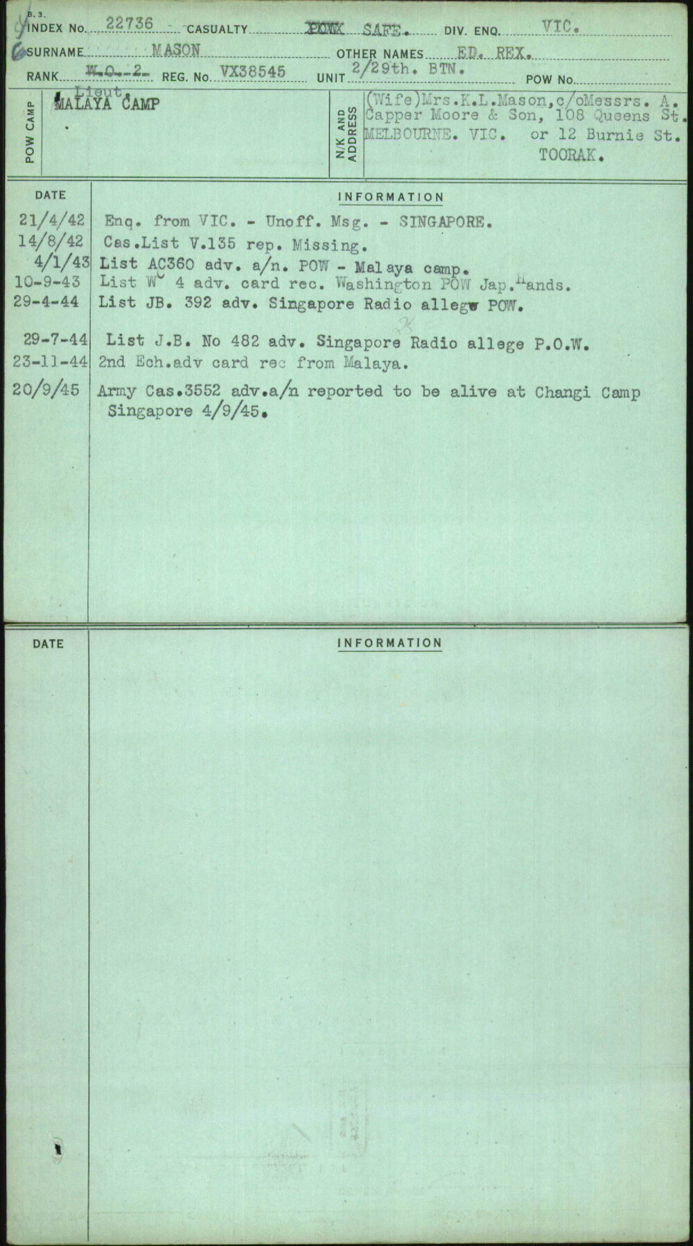 Mason, Ed Rex, VX38545