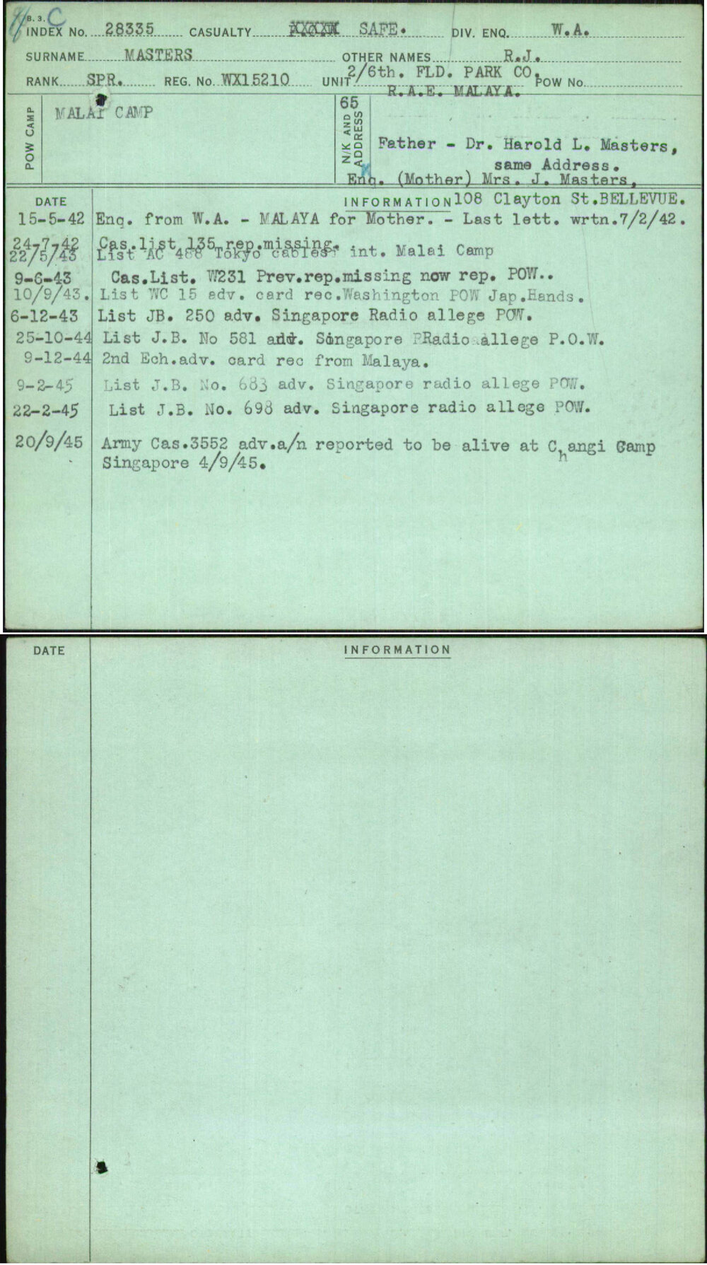 Masters, R J, WX15210