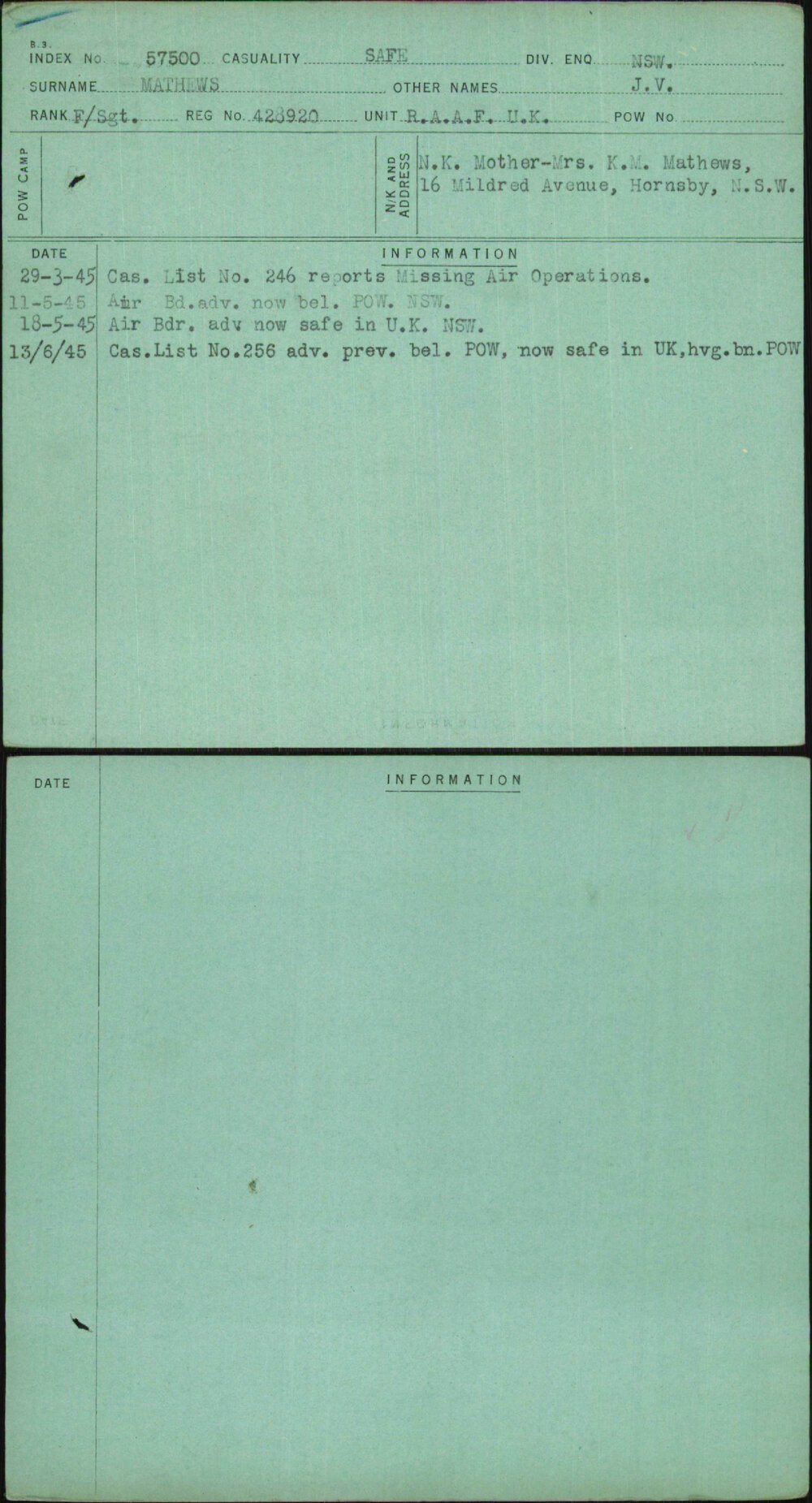 Mathews, J V, 428920