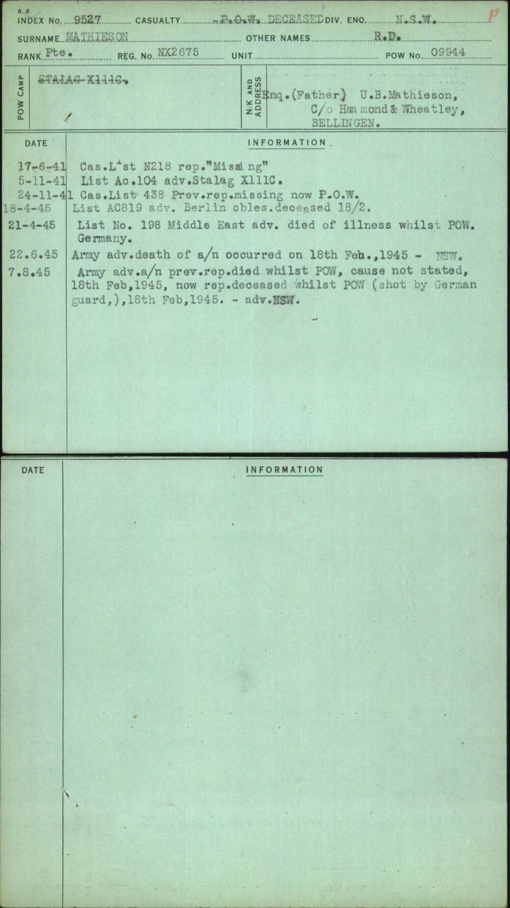 Mathieson, R D, NX2675