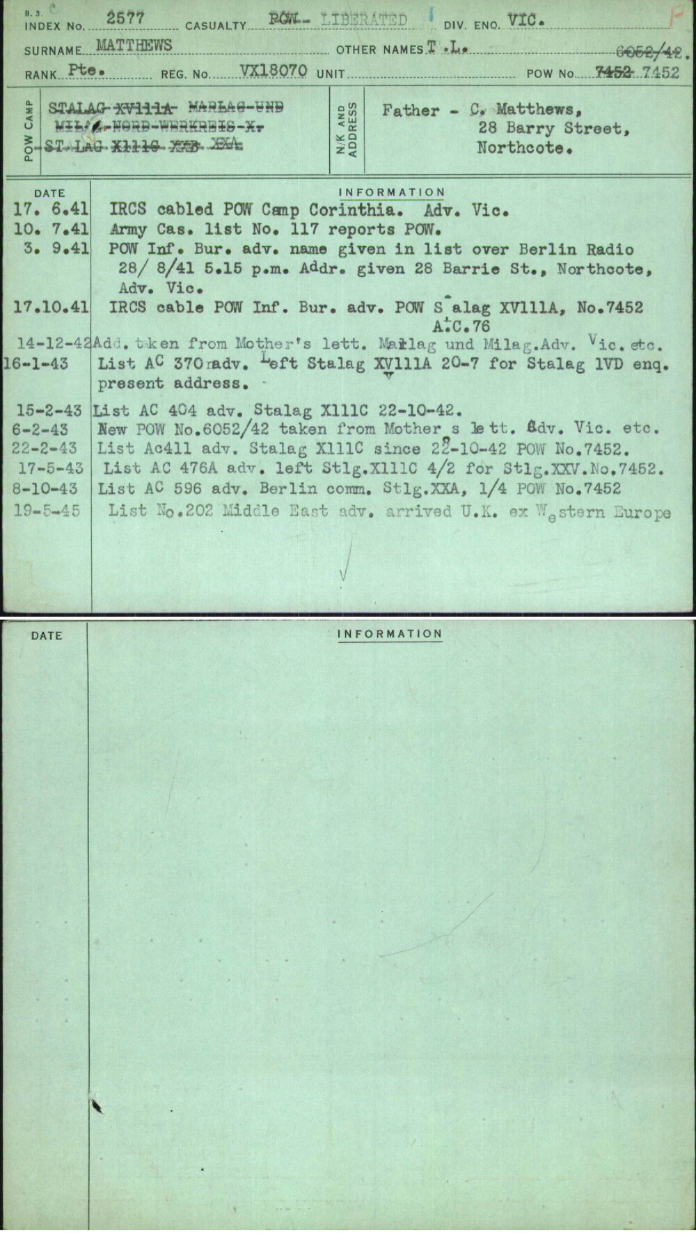 Matthews, T L, VX18070