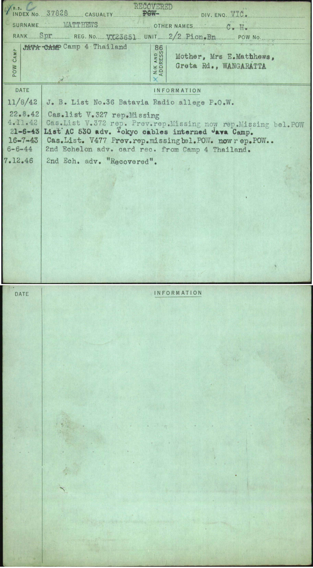 Matthews, C H, VX23651