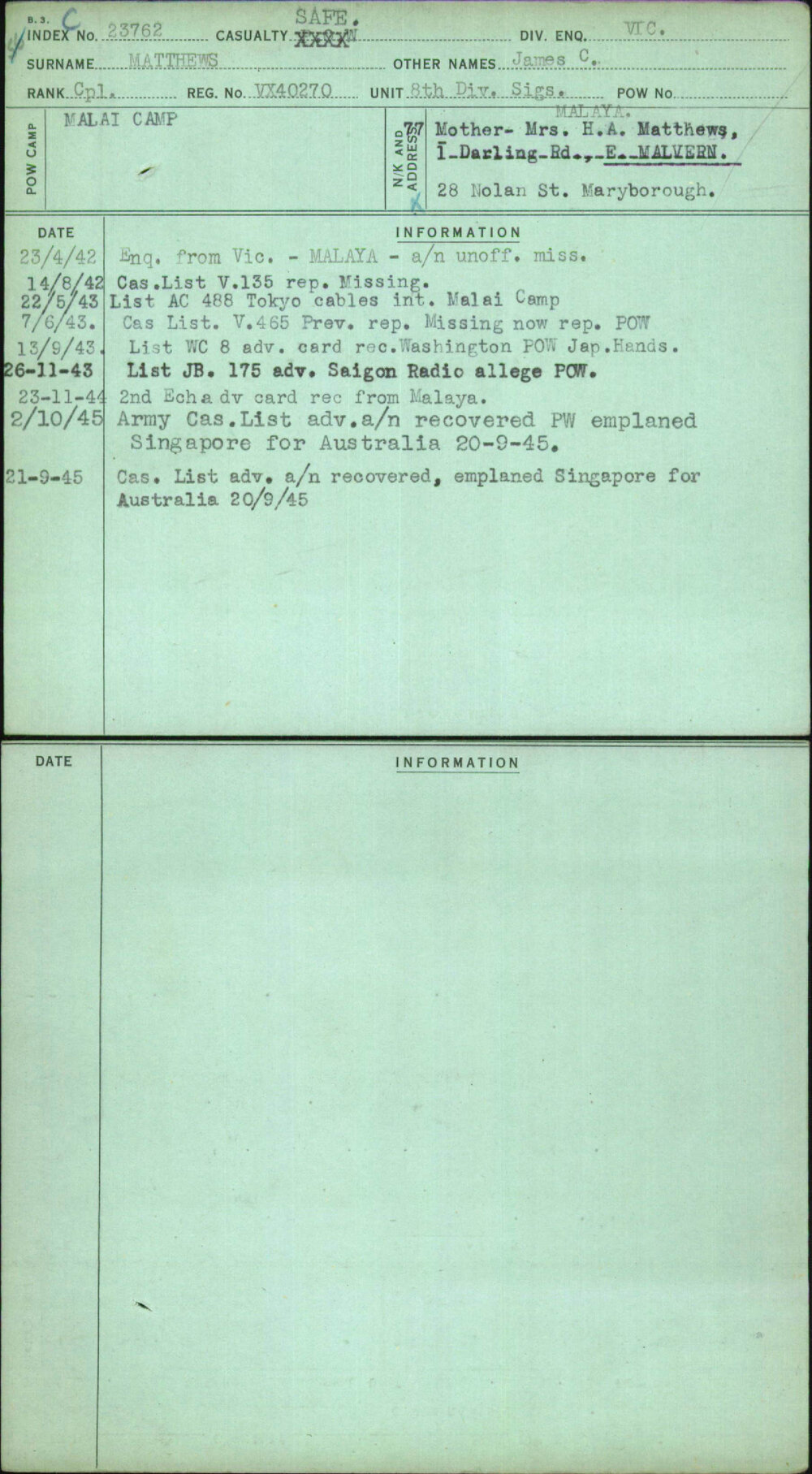 Matthews, James C, VX40270
