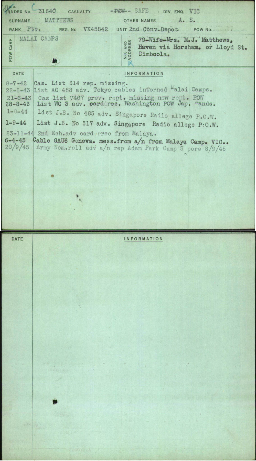 Matthews, A S, VX45842