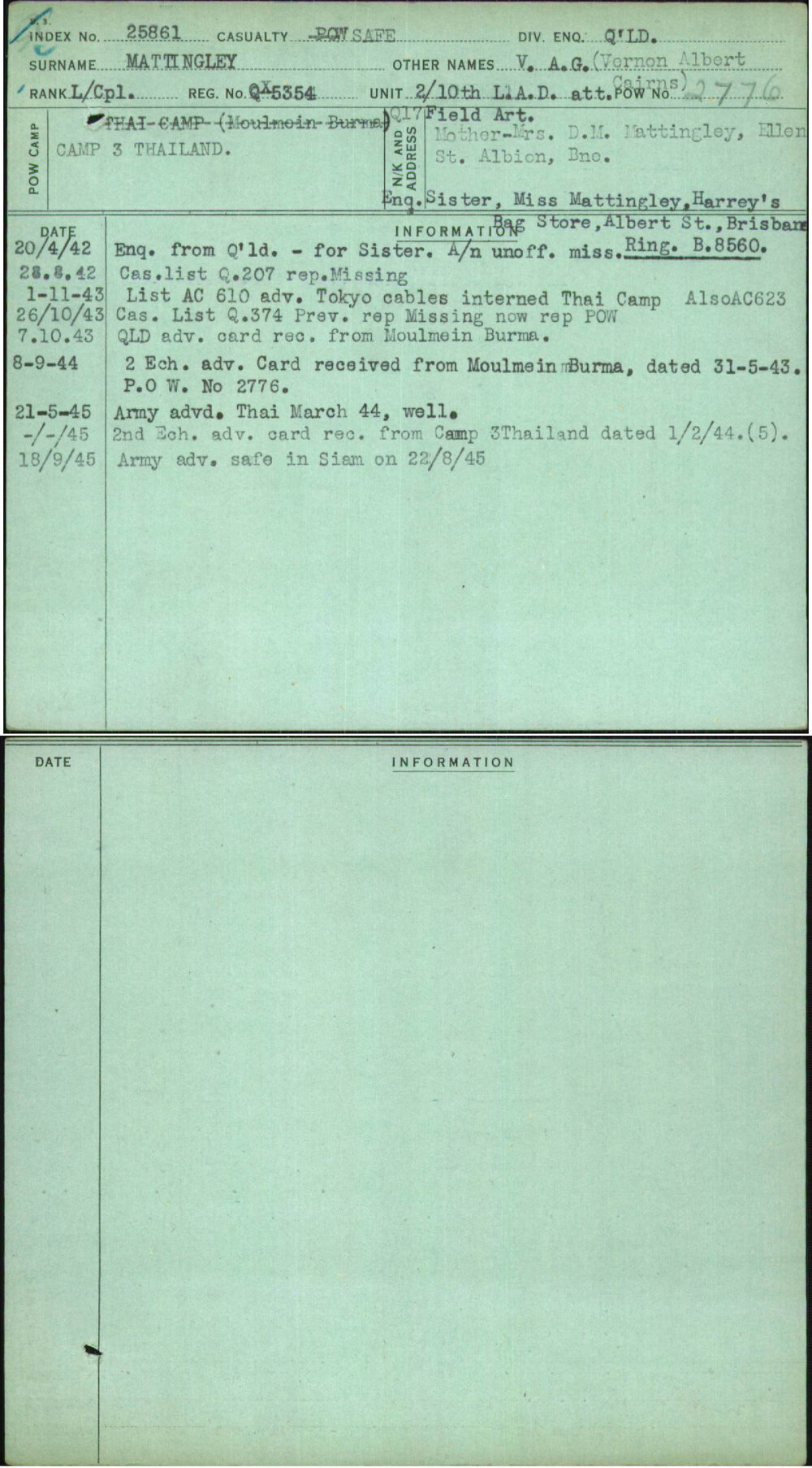 Mattingley, V A G (Vernon Albert Cairns), QX5354
