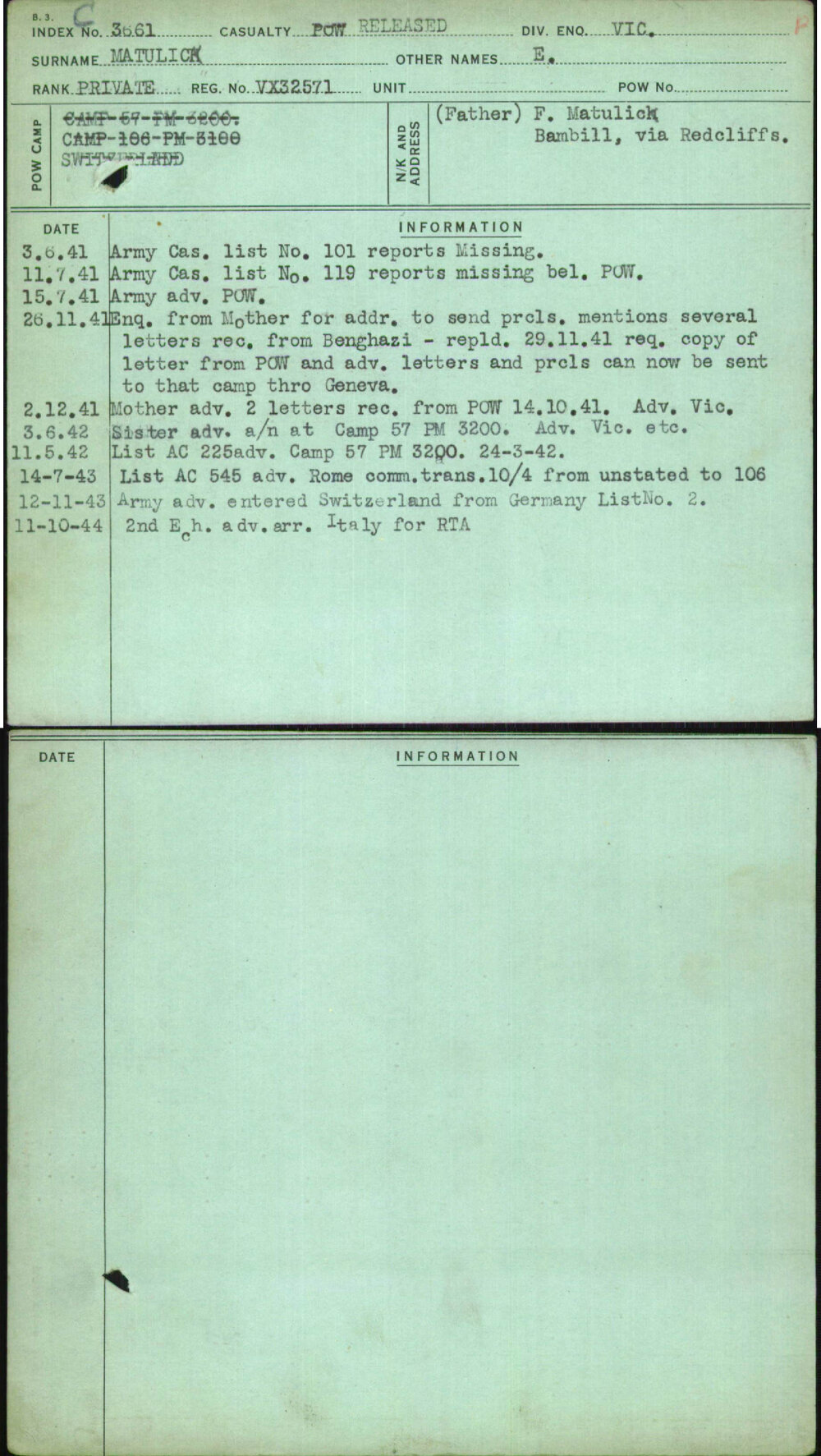 Matulick, E, VX32571