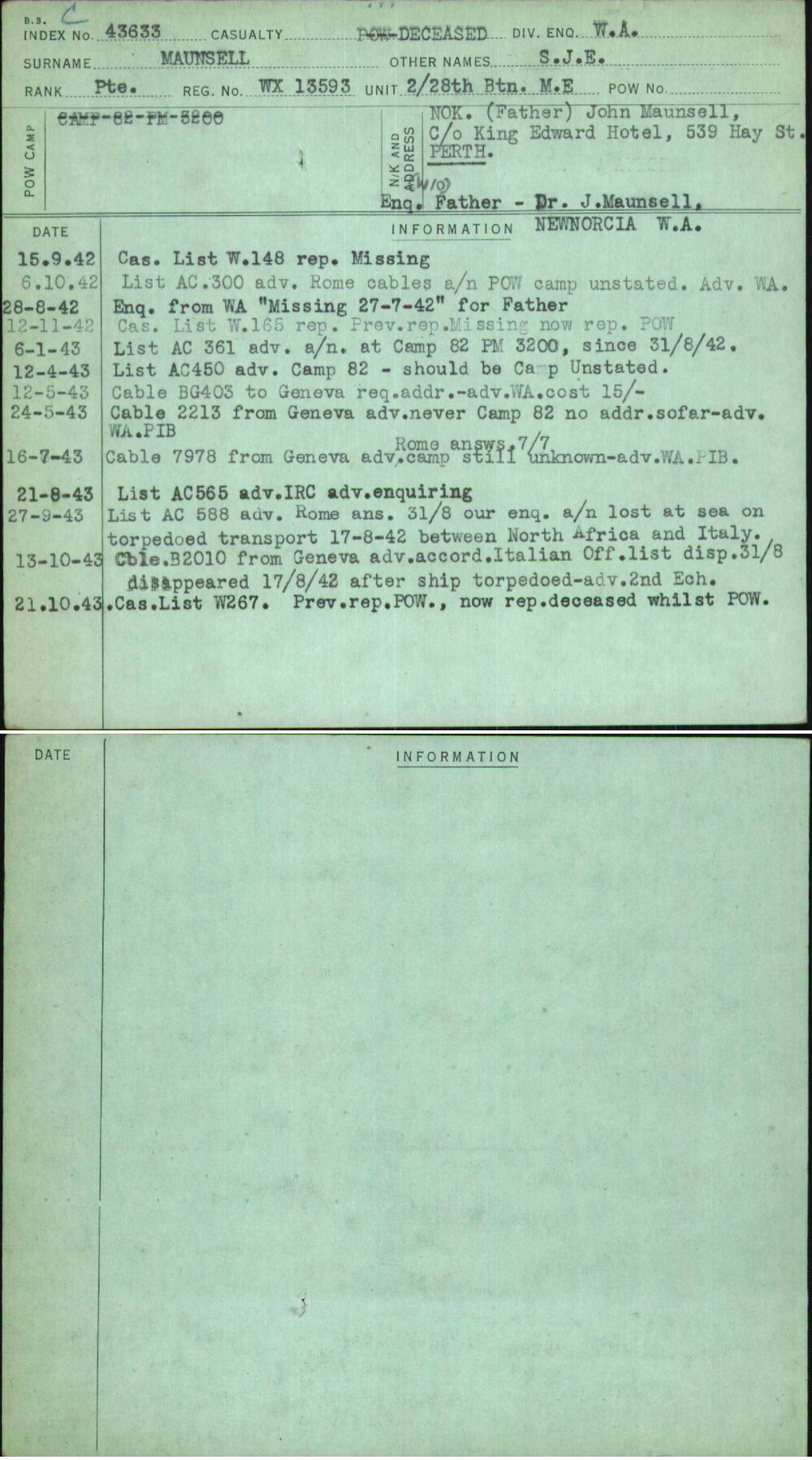 Maunsell, S J E, WX13593