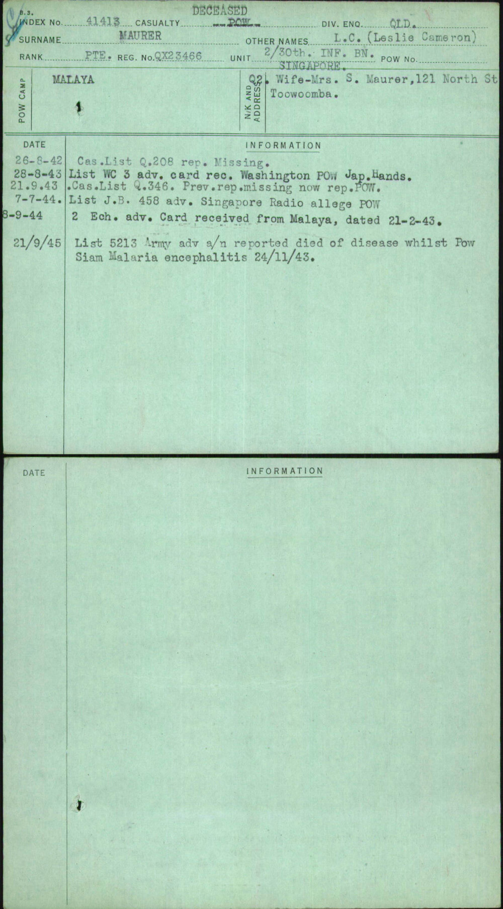 Maurer, L C (Leslie Cameron), QX23466