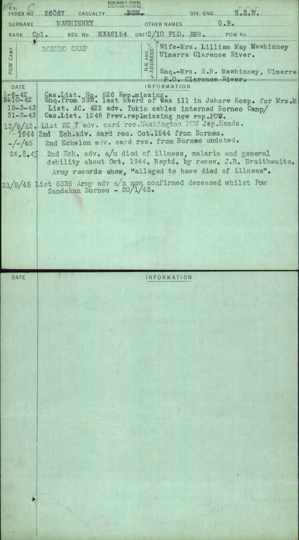 Mawhinney, G B, NX46154