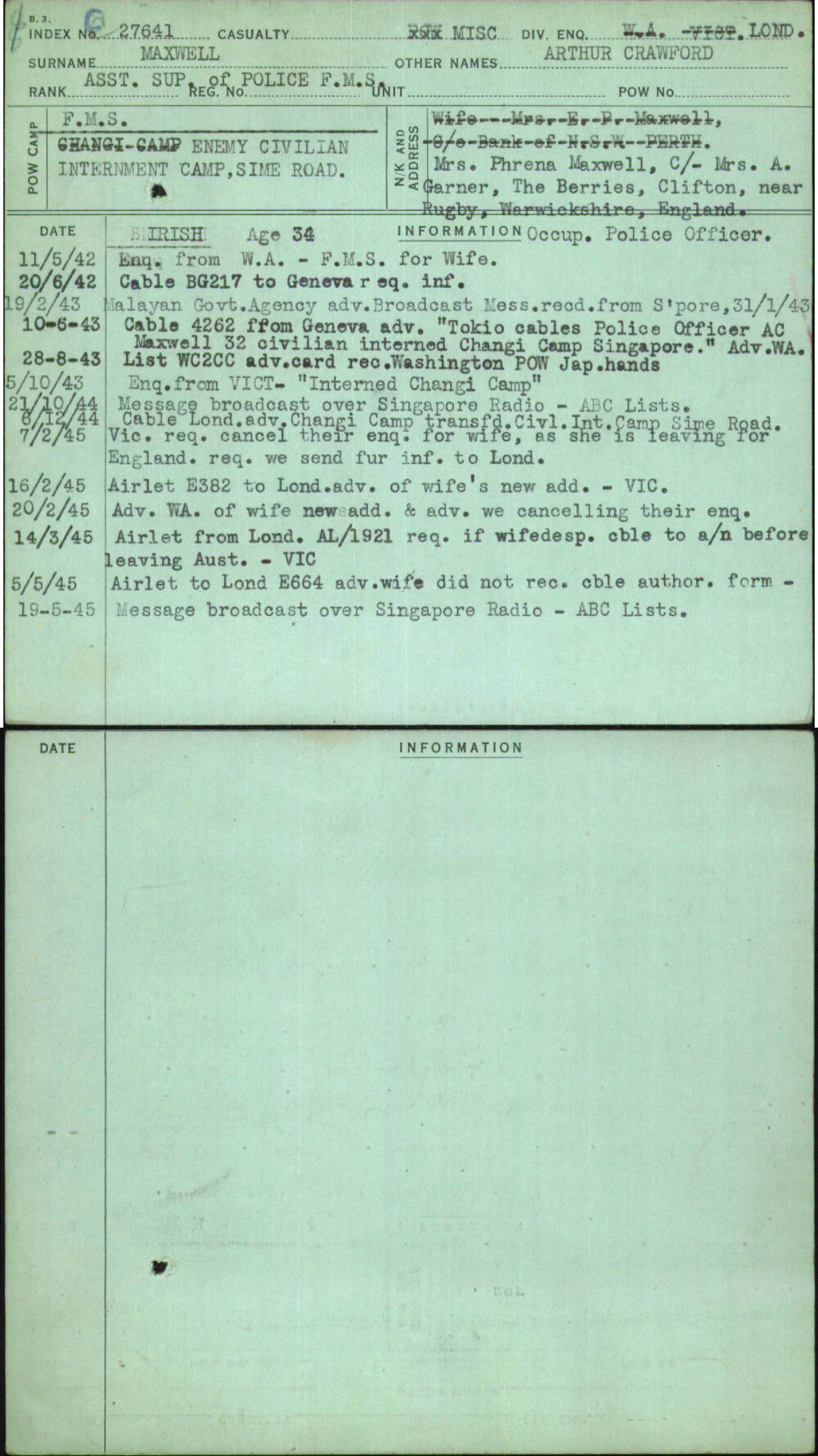 Maxwell, Arthur Crawford, [No Service Number]