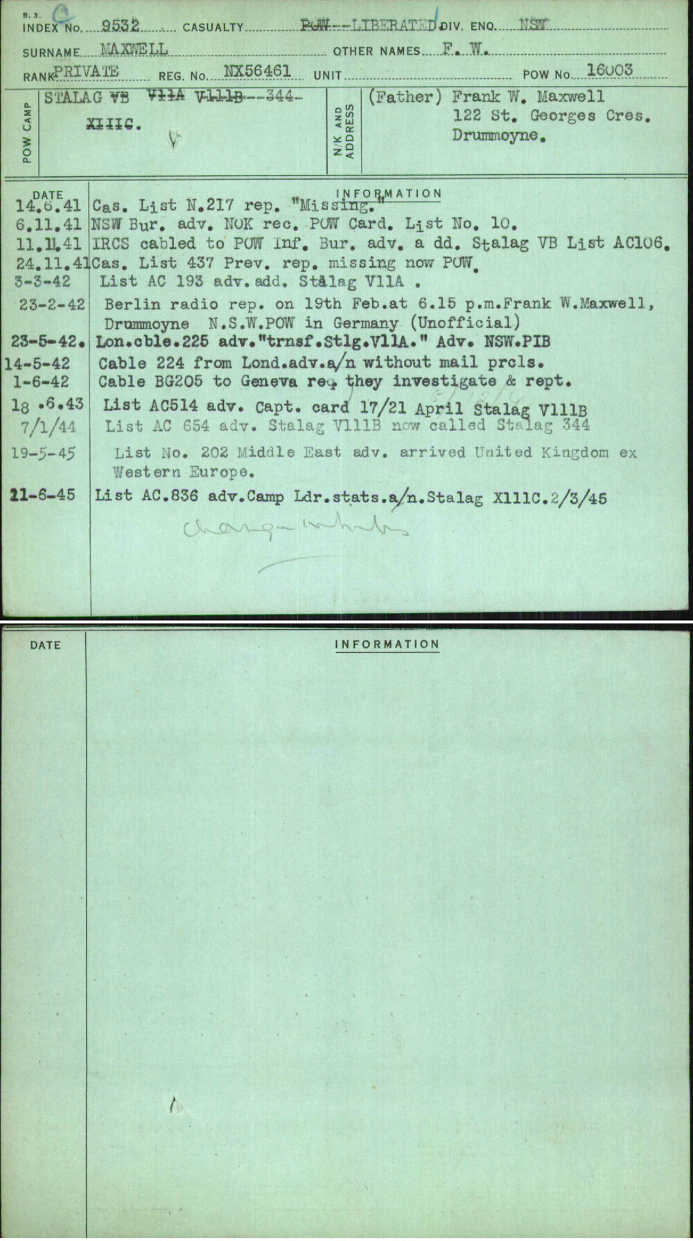Maxwell, F W, NX56461