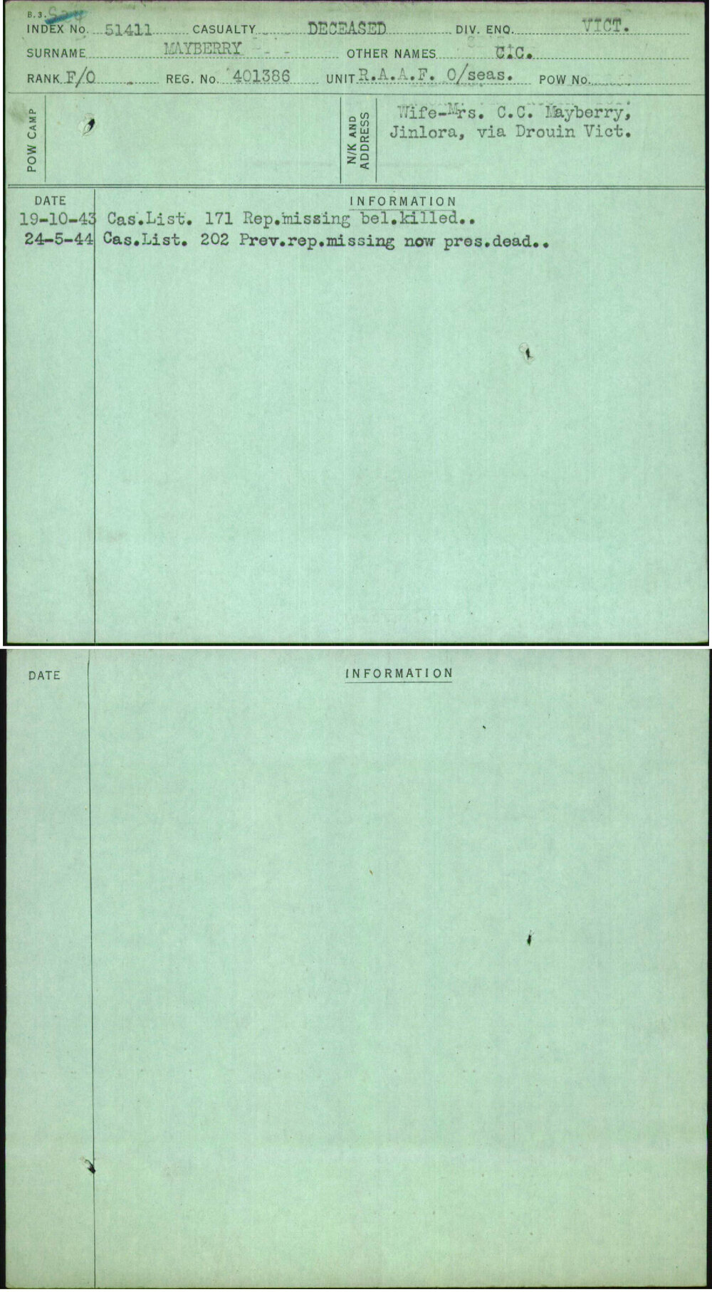 Mayberry, C C, 401386