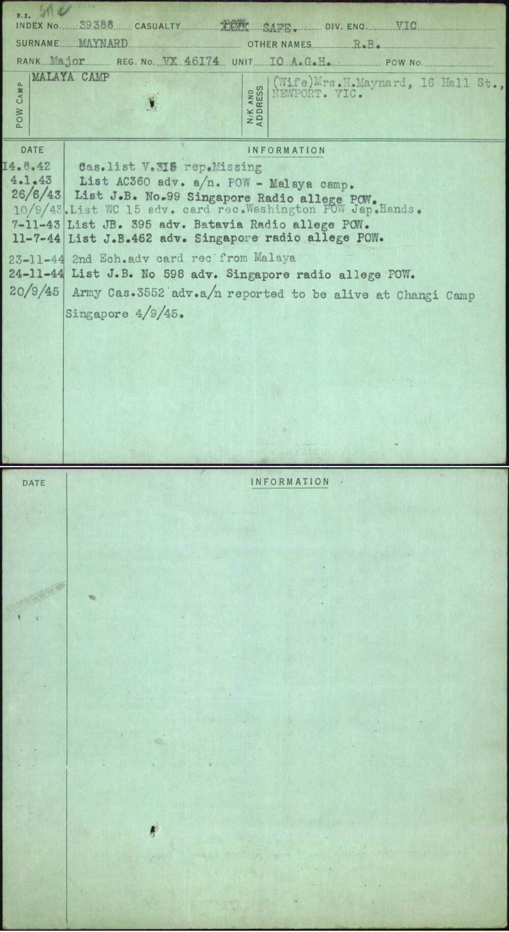 Maynard, R B, VX46174